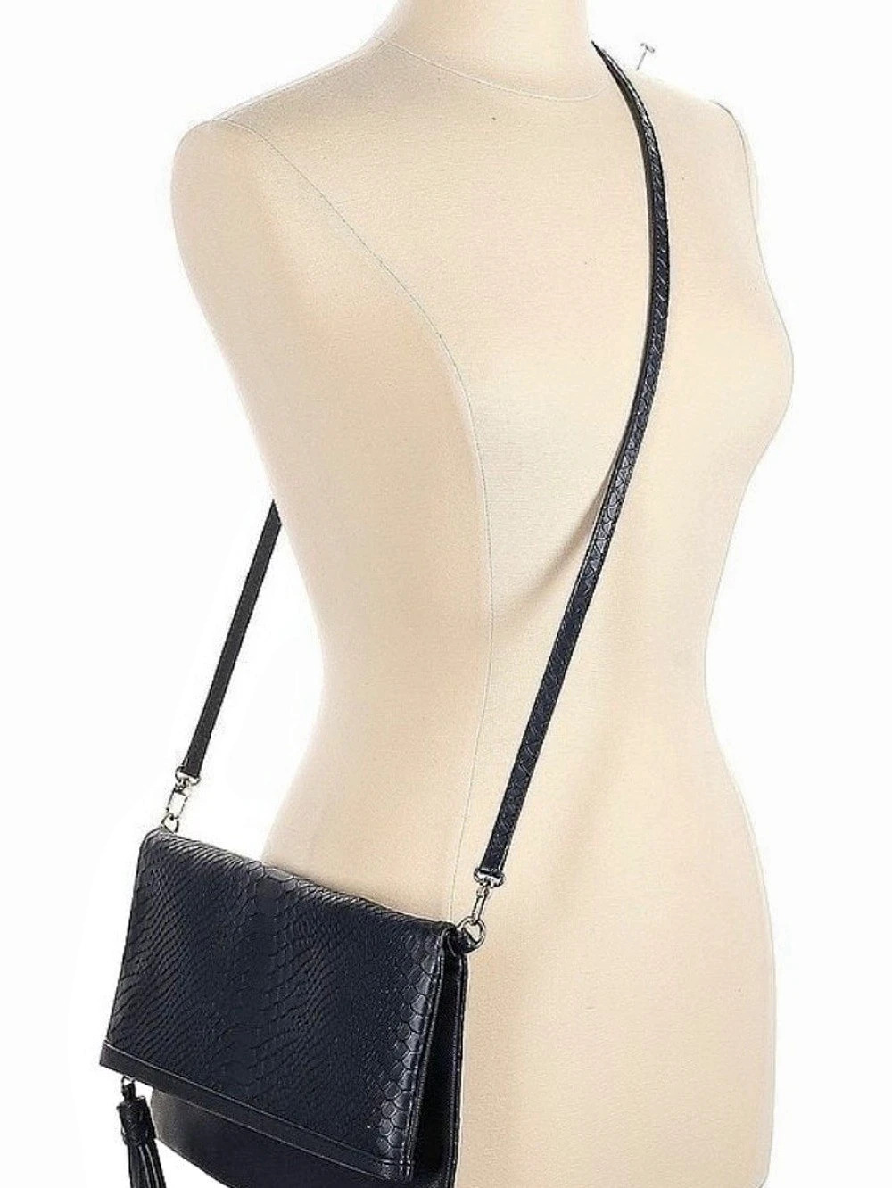 GiGi New York Stella Fold-Over Clutch / Crossbody Navy Blue